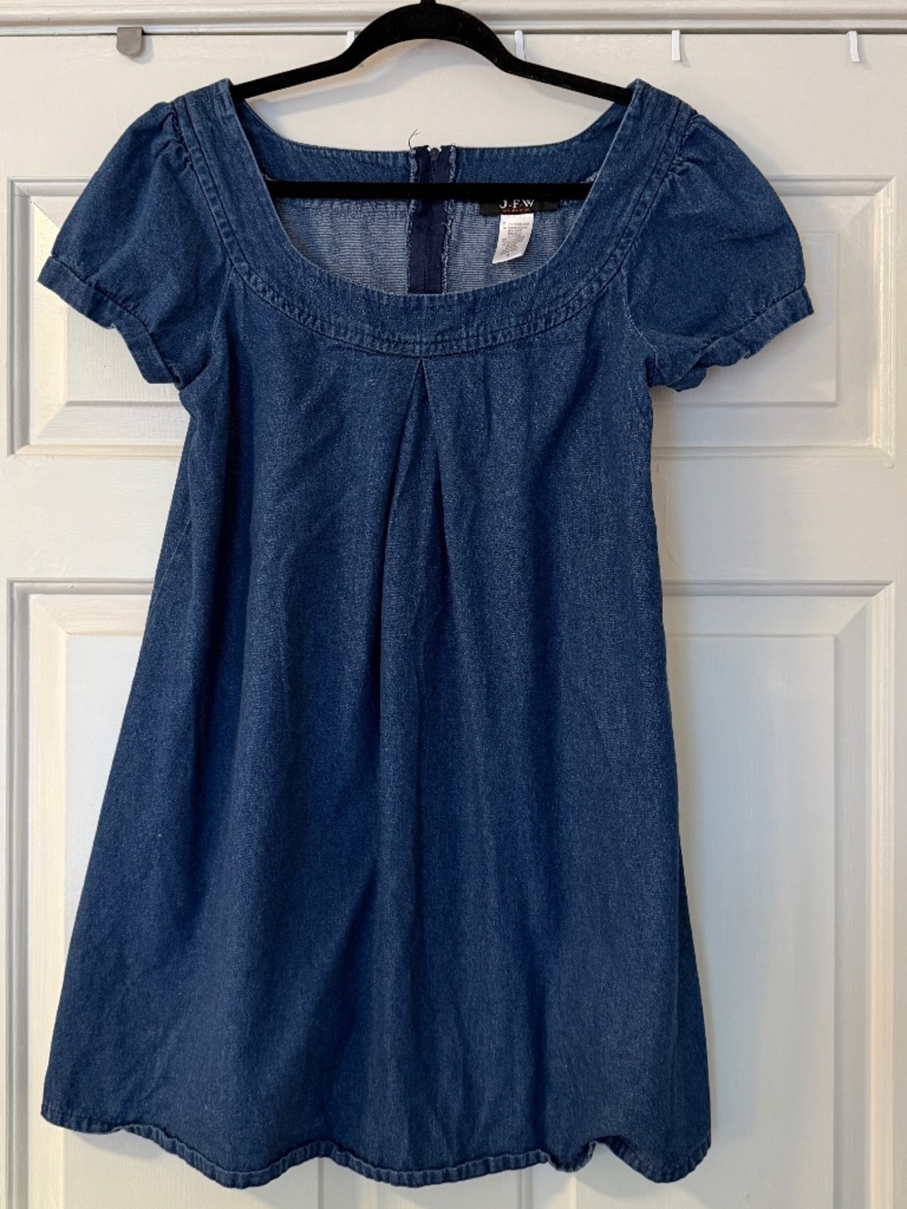 JFW Just For Wraps Vintage Denim Babydoll Mini Dress Women's 8 100% Cotton Blue